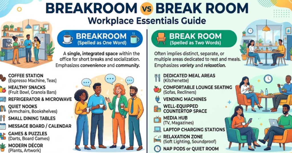 Breakroom vs Break Room: Workplace Essentials Guide