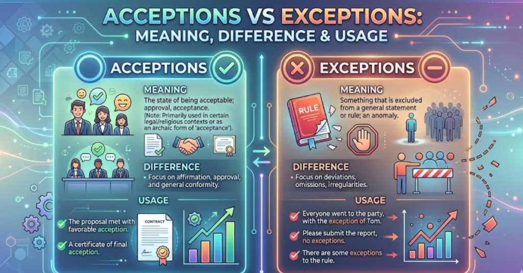 Acceptions vs Exceptions: Meaning, Difference & Usage