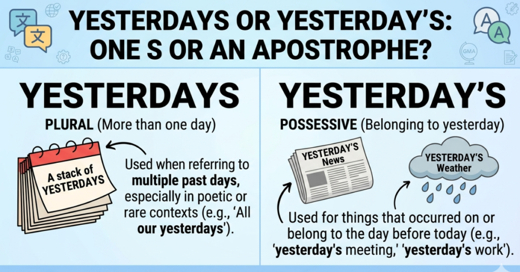 Yesterdays or Yesterday’s? Grammar Made Easy