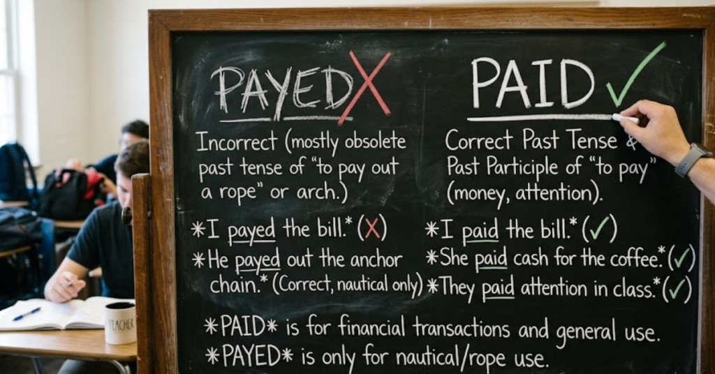 Payed vs Paid: Meaning, Grammar, and Correct Usage